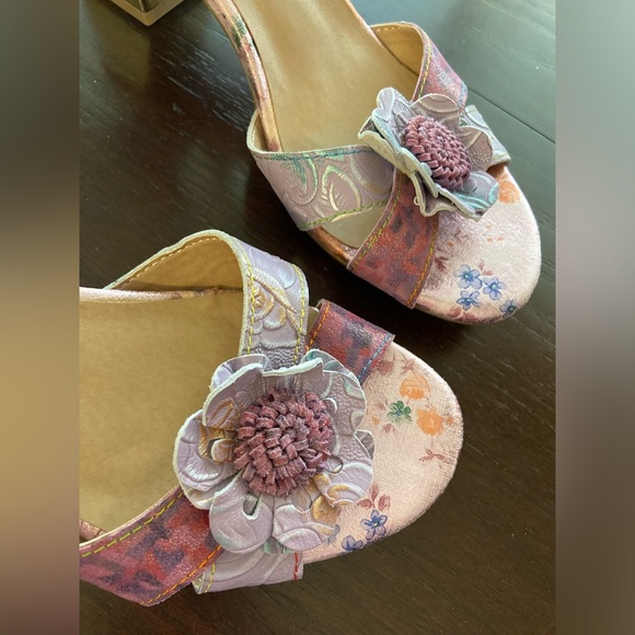 Spring Step L’Artiste Collection Lilac Floral Heel Sandal Sz 42 10-10.5 - Picture 2 of 10